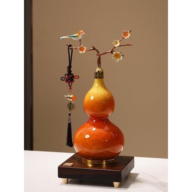 新中式葫蘆擺件客廳招財福祿高端金屬琺瑯彩家居好物新家喬遷禮品