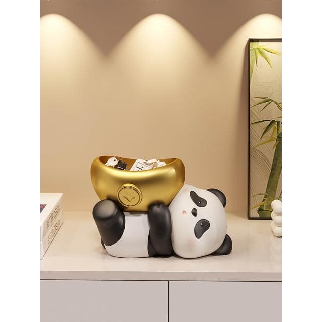 可愛熊貓鑰匙收納玄關擺件創意入戶進門口家居裝飾品喬遷新居禮物