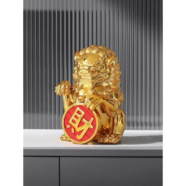 招財獅子擺件一對客廳電視櫃創意家居裝飾品輕奢開店開業喬遷禮物