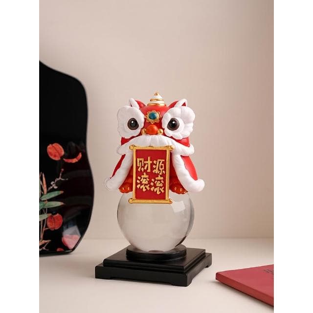 新中式醒獅水晶球擺件客廳玄關家居飾品店鋪前臺舞獅開業喬遷禮物