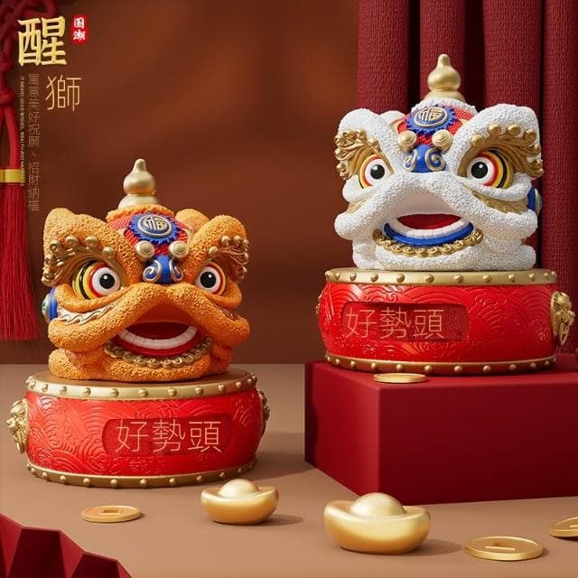 醒獅擺件國潮舞獅獅子頭文創紀念品工藝品喬遷禮物特色伴手禮