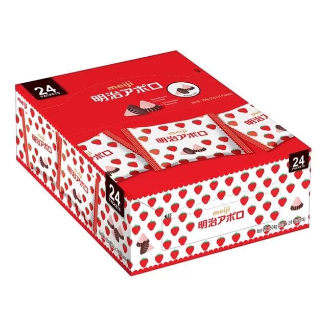 【Meiji 明治】阿波羅草莓可可粒 草莓巧克力 24袋入/箱