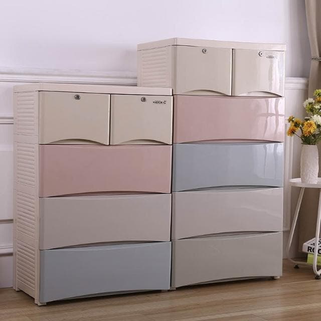 65面寬ABS加大抽屜式收納櫃加厚五斗櫃塑膠寶寶嬰兒衣服儲物櫃