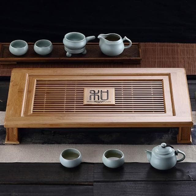 愛賞竹制茶盤功夫茶具大號茶託盤抽屜式蓄水排水茶海簡約茶臺茶託