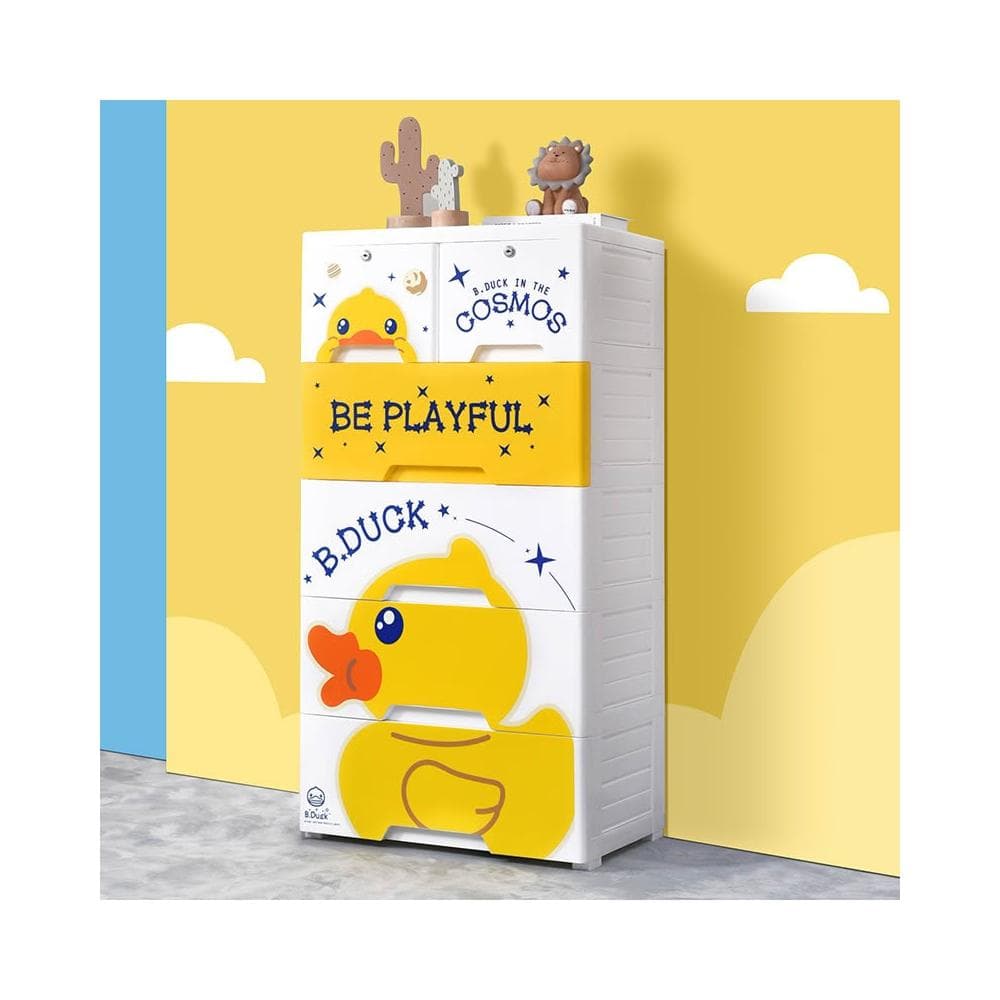 小黃鴨兒童抽屜式收納櫃 塑膠櫃嬰兒塑膠整理衣櫃寶寶儲物櫃子