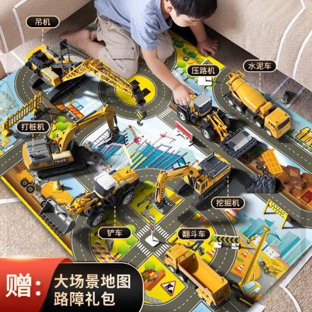 貝傑斯挖掘機合金工程車套裝模型男兒童玩具車推土機送禮生日禮物