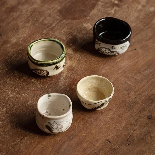 日本進口美濃燒橫井清英織部秋時歸鳥品茗杯家用日式陶瓷主人茶杯