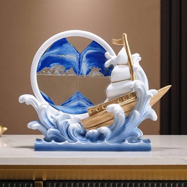 一帆風順流帆船沙畫船筆筒擺件辦公室桌面書房裝飾品喬遷教師禮物