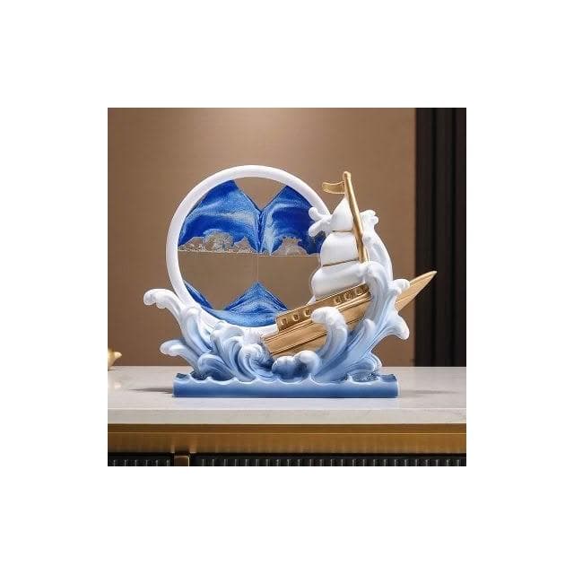 一帆風順流帆船沙畫船筆筒擺件辦公室桌面書房裝飾品喬遷教師禮物