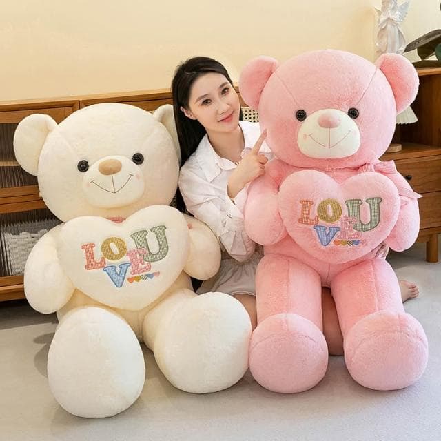 LOVE愛心大熊公仔大號毛絨玩具抱抱熊娃娃送女友情人節禮物批發