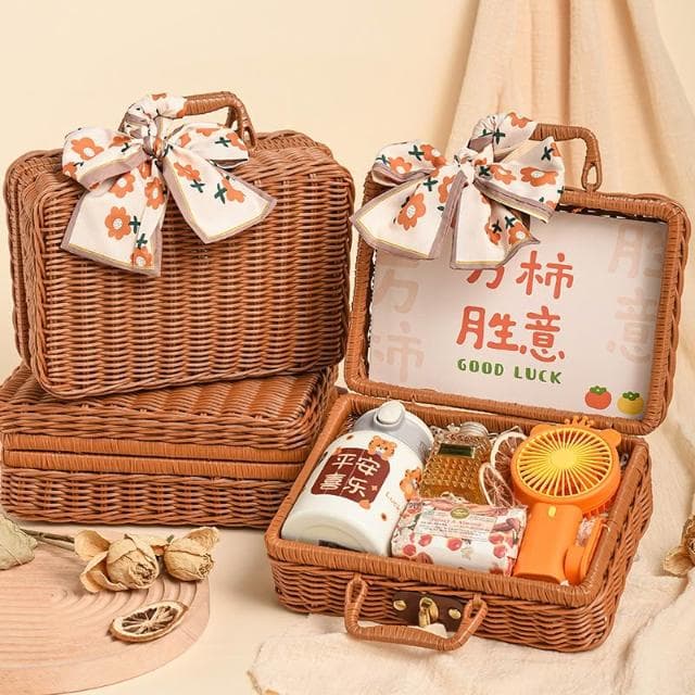 伴手禮女伴娘結婚高檔實用婚禮高級感回禮藤編手提籃閨蜜生日禮盒