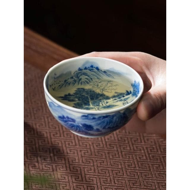 陶瓷茶杯個人專用主人杯單杯大號品茗杯景德鎮手繪青花瓷功夫茶具