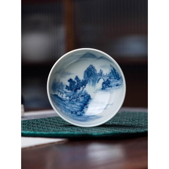 陶瓷茶杯個人專用主人杯單杯大號品茗杯景德鎮手繪青花瓷功夫茶具