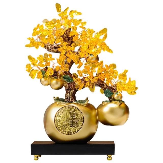 事事如意柿子發財樹擺件客廳辦公室桌面高級感裝飾品喬遷開業禮物