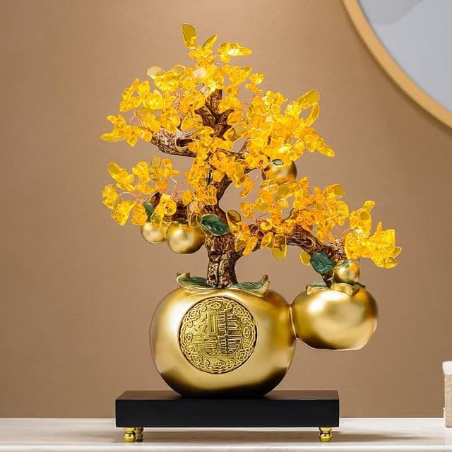 事事如意柿子發財樹擺件客廳辦公室桌面高級感裝飾品喬遷開業禮物