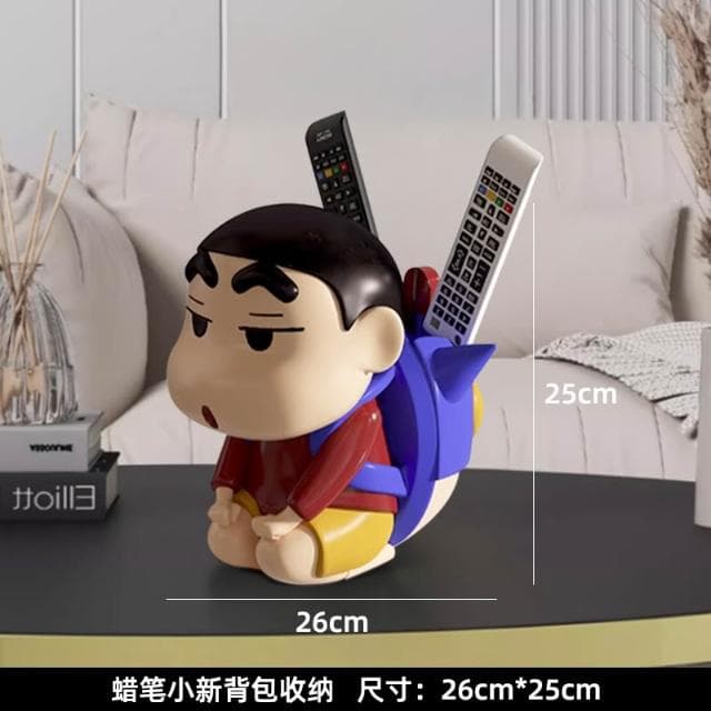 蠟筆小新背包收納擺件辦公室工位筆筒裝飾客廳桌面遙控器喬遷禮物