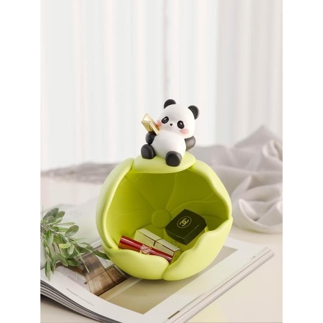 可愛熊貓入戶門玄關鑰匙收納擺件鞋櫃裝飾品創意家居喬遷新居禮物