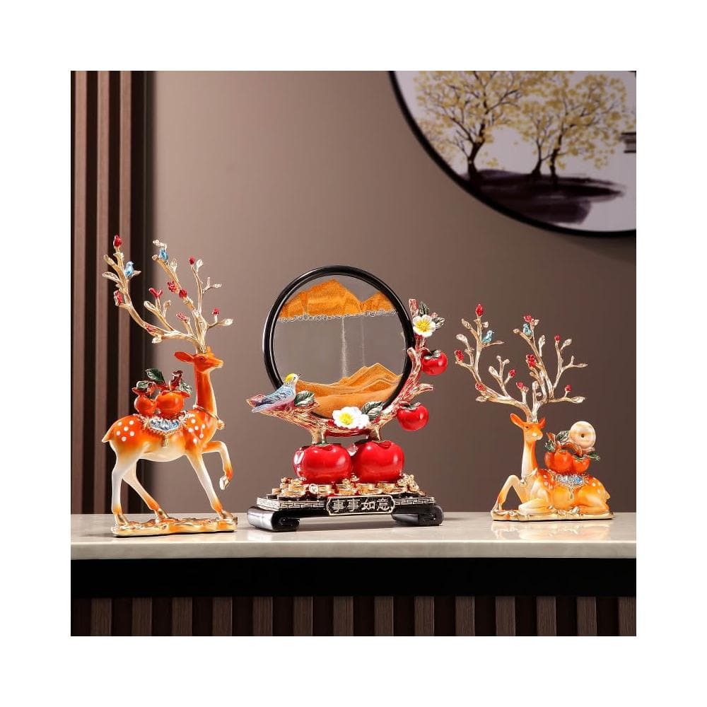 流沙畫沙漏客廳鹿擺件電視櫃酒櫃玄關裝飾品喬遷新居禮品結婚禮物