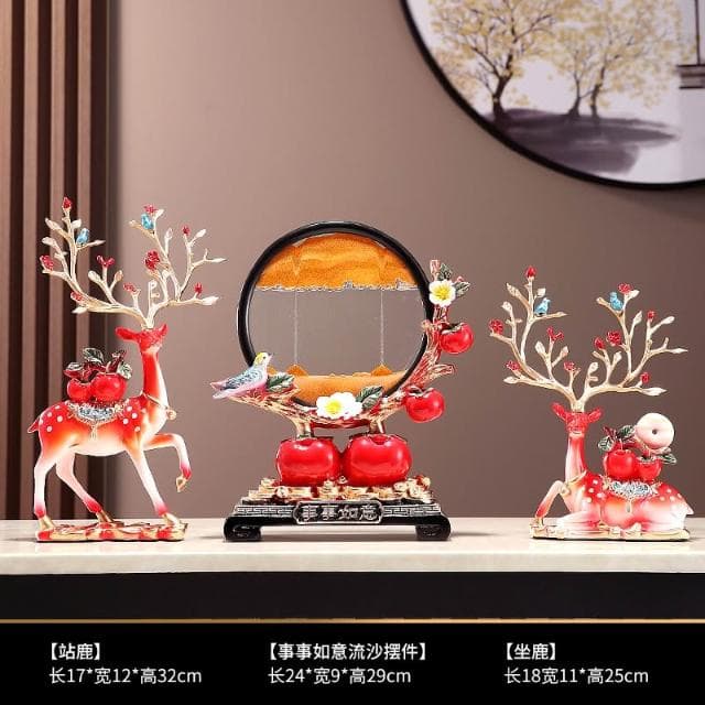流沙畫沙漏客廳鹿擺件電視櫃酒櫃玄關裝飾品喬遷新居禮品結婚禮物