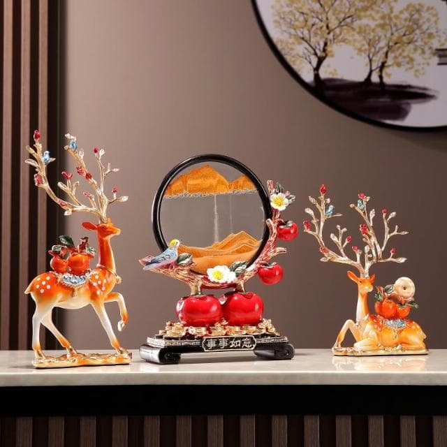 流沙畫沙漏客廳鹿擺件電視櫃酒櫃玄關裝飾品喬遷新居禮品結婚禮物