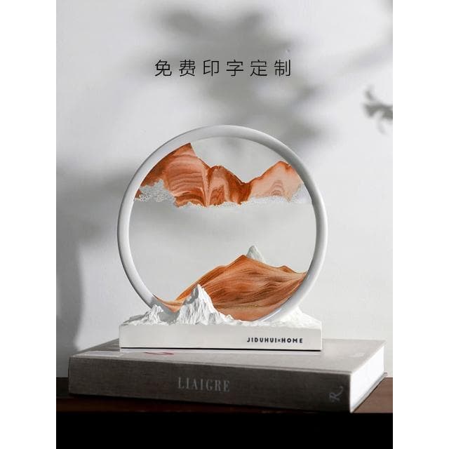 雪山香熏流沙畫桌面沙漏禮品客廳高級感裝飾擺件喬遷新居創意禮物