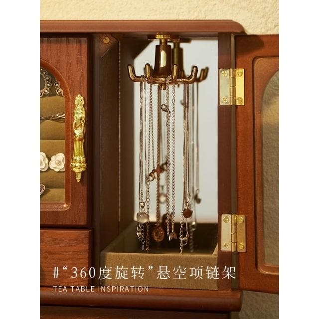 復古木質首飾盒收納盒飾品耳飾耳環收納盒項鏈發飾戒指家用木盒