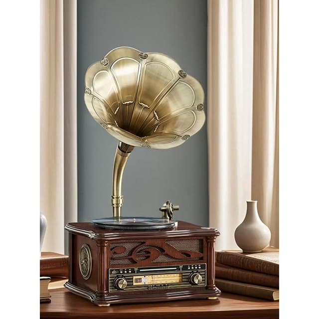 ODN歐蒂諾美式復古留聲機中式老式黑膠唱片機客廳擺件藍牙音響605