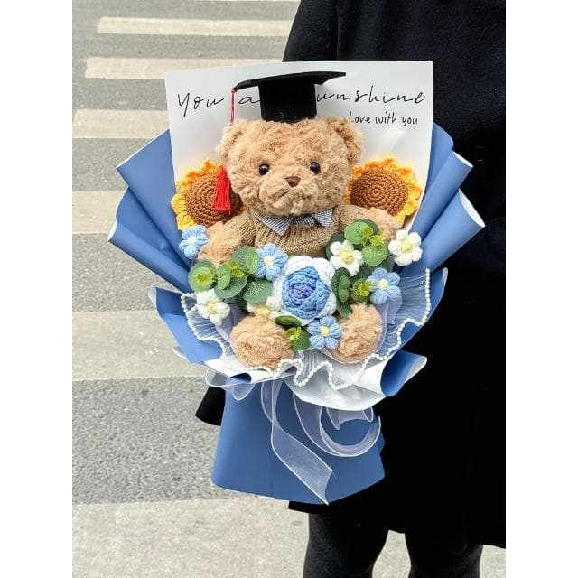 創意可愛畢業花束禮物可愛小熊玩偶公仔成人禮中高考送女生男生