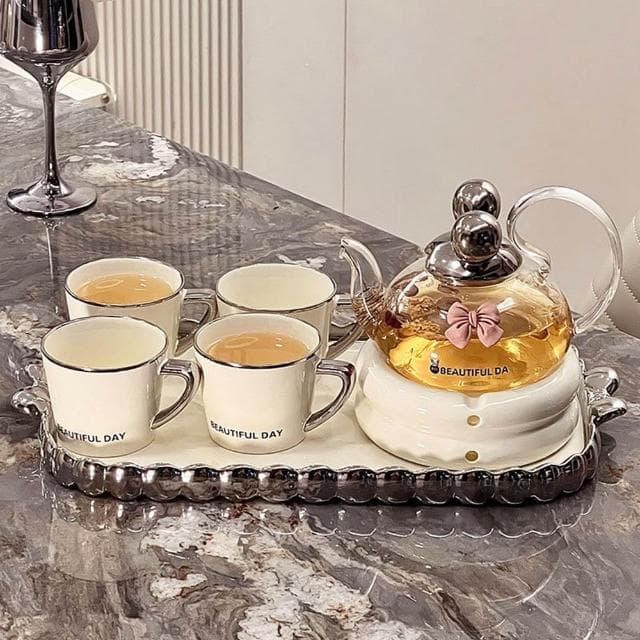 Jimi 集米 高顏值花茶茶具套裝 家用好物下午茶茶杯全套 可加熱茶壺喬遷禮 茶器套裝 禮盒裝