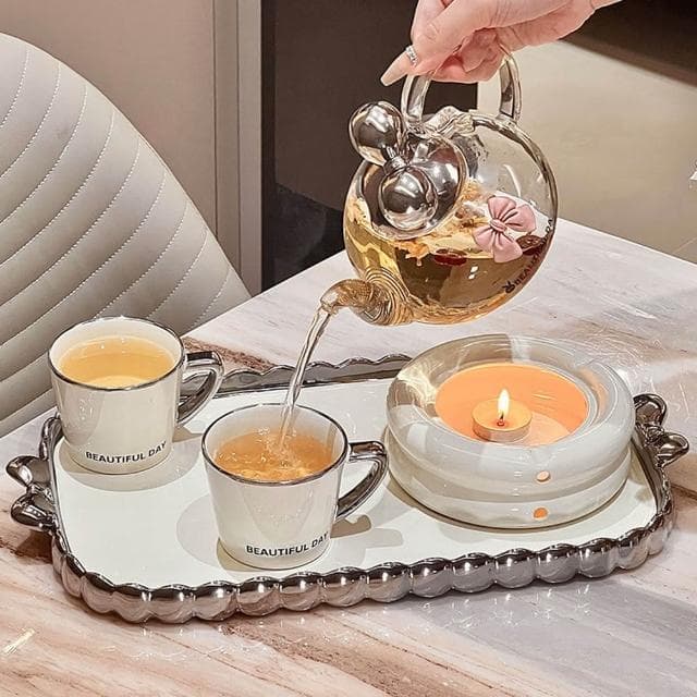 Jimi 集米 高顏值花茶茶具套裝 家用好物下午茶茶杯全套 可加熱茶壺喬遷禮 茶器套裝 禮盒裝