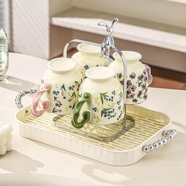 Jimi 集米 精緻下午茶杯子套装 高顏值陶瓷杯 家用喝水壶杯子 客厅水杯茶杯 喬遷新居禮物