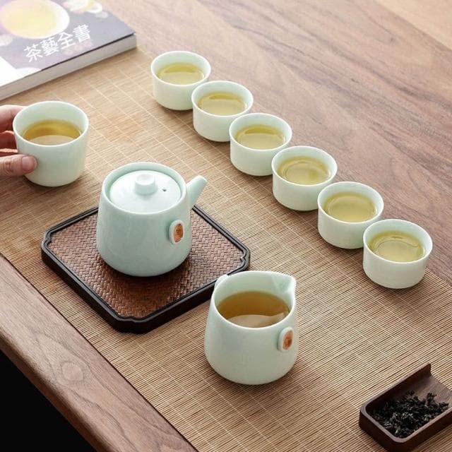 Jimi 集米 陶瓷功夫茶具組 家用泡茶壺 簡約茶壺茶杯 便攜式戶外旅行茶具 禮盒裝