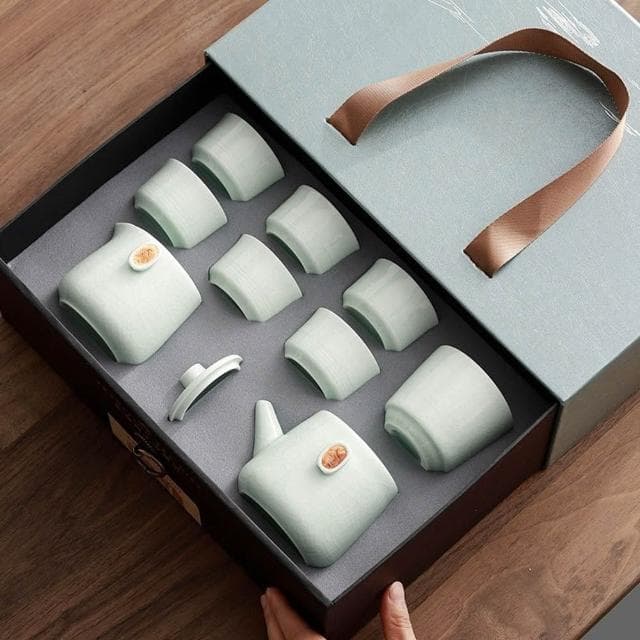 Jimi 集米 陶瓷功夫茶具組 家用泡茶壺 簡約茶壺茶杯 便攜式戶外旅行茶具 禮盒裝