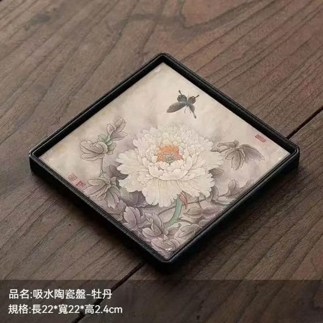 Jimi 集米 茶盤 茶台 創意速乾吸水乾泡盤 陶瓷壺承茶盤 家用簡約黑陶功夫茶具 小茶台