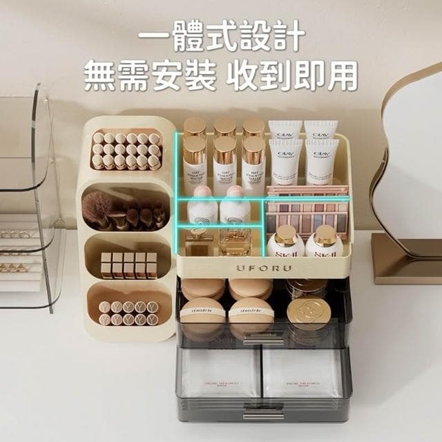 化妝品抽屜收納盒 彩妝收納 化妝品桌面收納 桌面置物架 口紅收納盒 保養品收納 收纳箱 化妝品收納箱