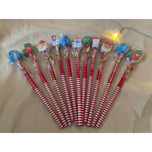 一組12入 漂亮特色鉛筆橡皮擦 聖誕節 橡皮擦鉛筆 聖誕禮物 交換禮物 贈品 禮品 耶誕節 鉛筆 HB鉛筆 2B鉛筆 文具鉛筆 兒童鉛筆 兒童HB繪畫筆 素描筆帶橡皮鉛筆 幼兒園禮物 國小禮物