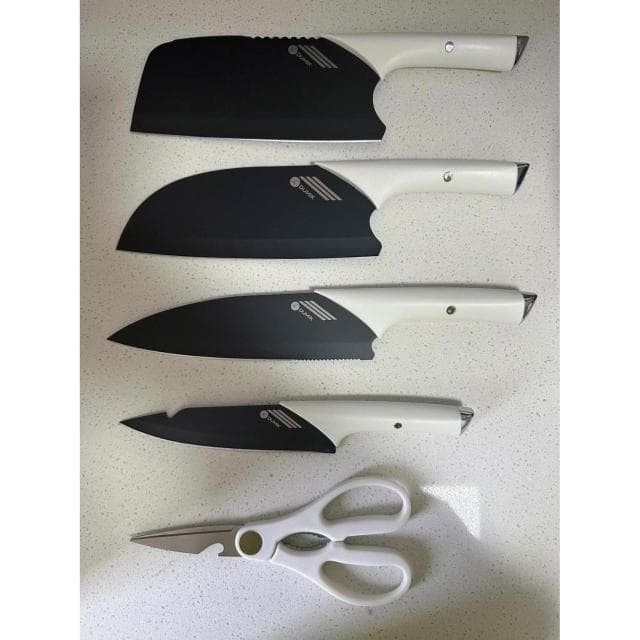 中科德馬克鯊魚刀具廚房套裝組合菜刀家用砧菜板二合一不銹鋼刀架
