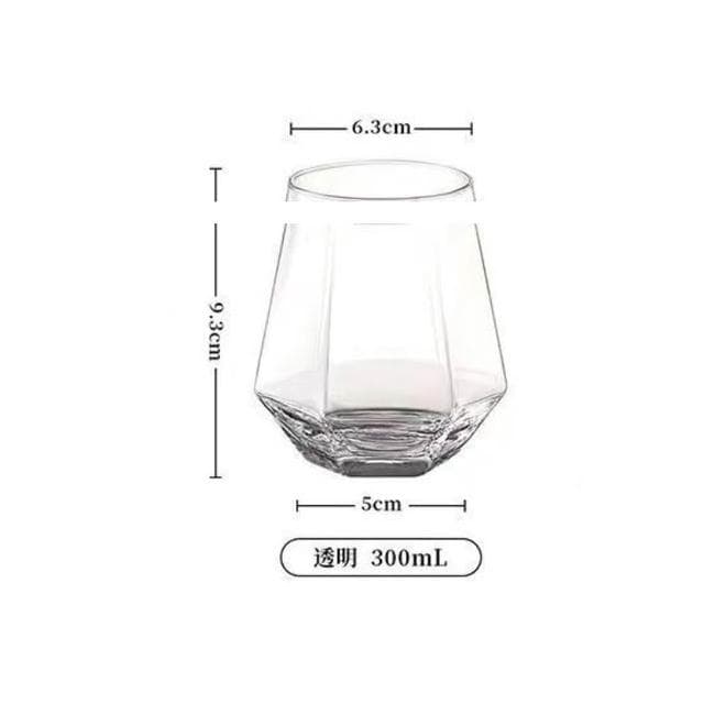 酒杯 潮款 玻璃杯 六角 鑽石炫彩 創意 水杯 咖啡杯 威士忌 冰咖啡杯 拿鐵 卡布 聖誕節禮物  喜奈而