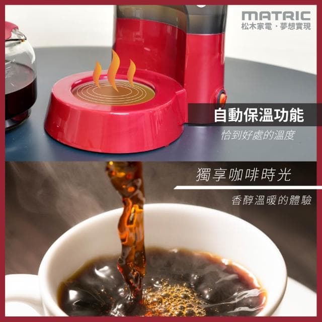 【MATRIC 松木】10人份美式咖啡機MG-CM1012A(紅)