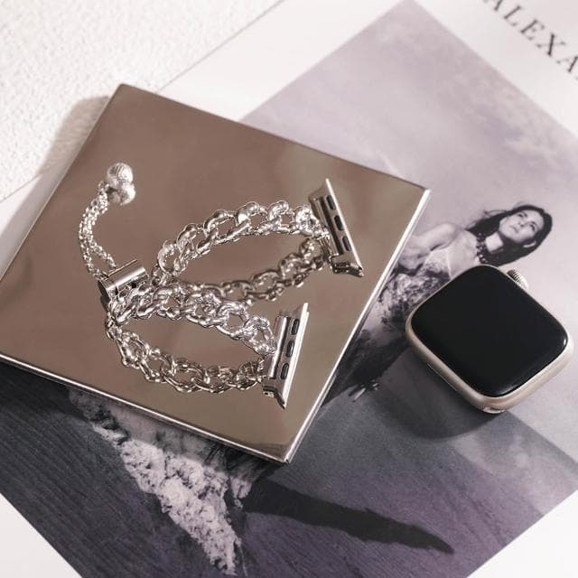【W.wear】APPLE WATCH-金屬造型鎖鏈不鏽鋼錶帶