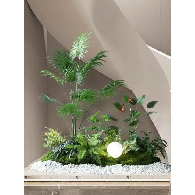 仿真綠植室內樓梯下造景空間轉角盆栽假樹仿真樹景觀植物造景裝飾