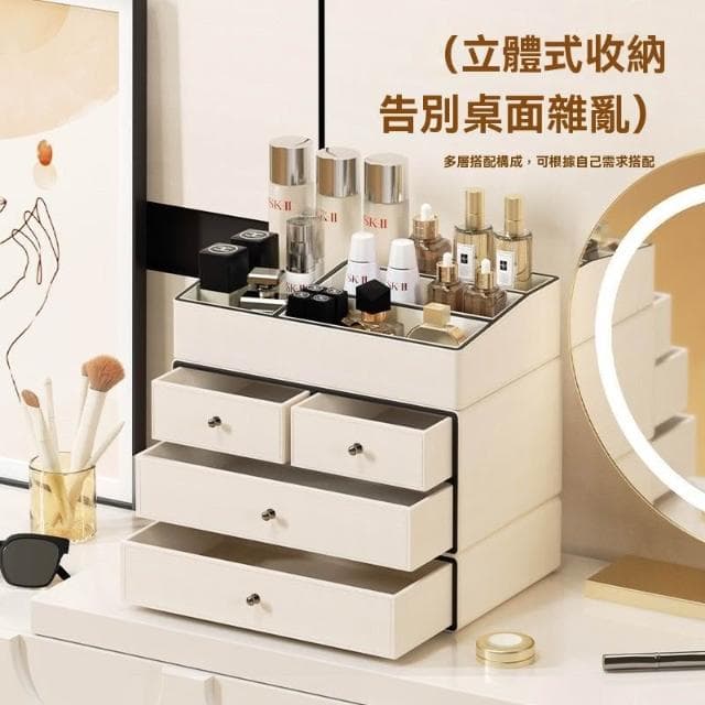 化妝品收納盒桌面大容量高級感家用口紅保養品置物架輕奢高檔(置物盒 整理箱 收納盒 收納箱)
