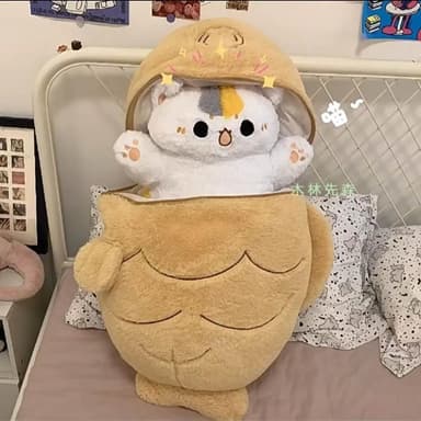 鯛魚燒玩偶 貓咪抱枕 毛絨玩具 變身貓咪公仔 生日禮物 交換禮物 可愛動物 親膚毛絨 軟萌造型 Q彈觸感