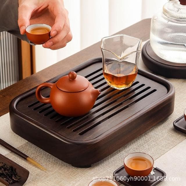 中式黑檀木蓄水茶盤幹泡新款家用辦公室實木小型新式茶盤功夫茶具