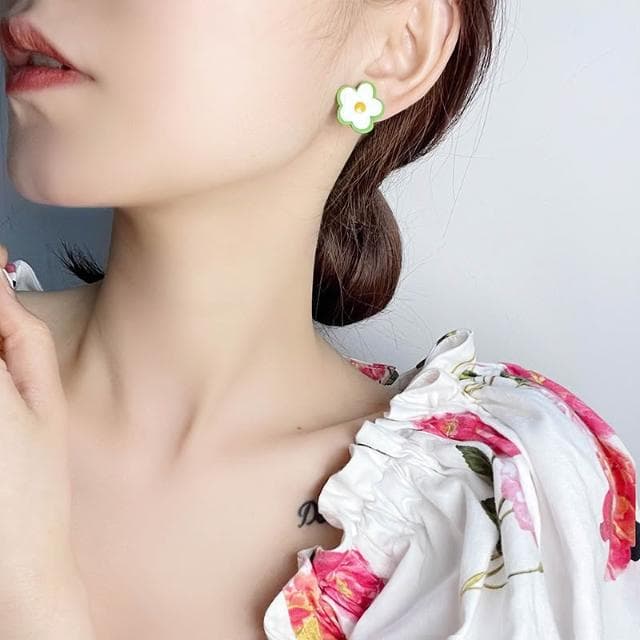多色雛菊耳環 飾品 耳釘 網美 高級感 耳飾 氣質百搭 耳環 韓國 耳針 耳夾 夾式耳環