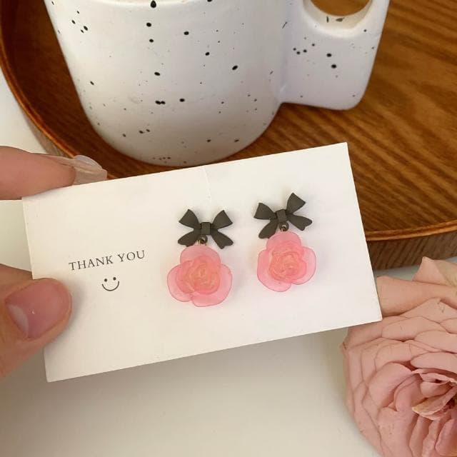 雙色玫瑰耳環 飾品 耳釘 網美 高級感 耳飾 氣質百搭 耳環 韓國 耳針