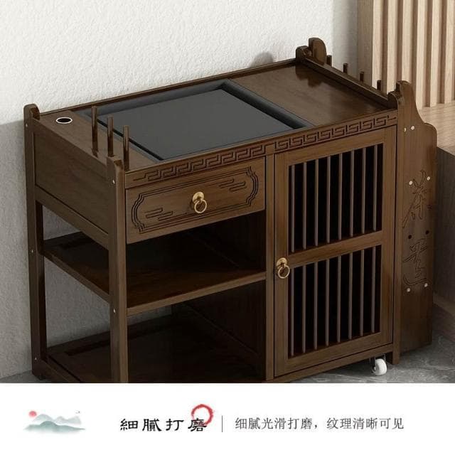 免運  移動茶車功夫茶臺泡茶桌傢用現代小茶水櫃燒水壺一體茶具茶臺套裝
