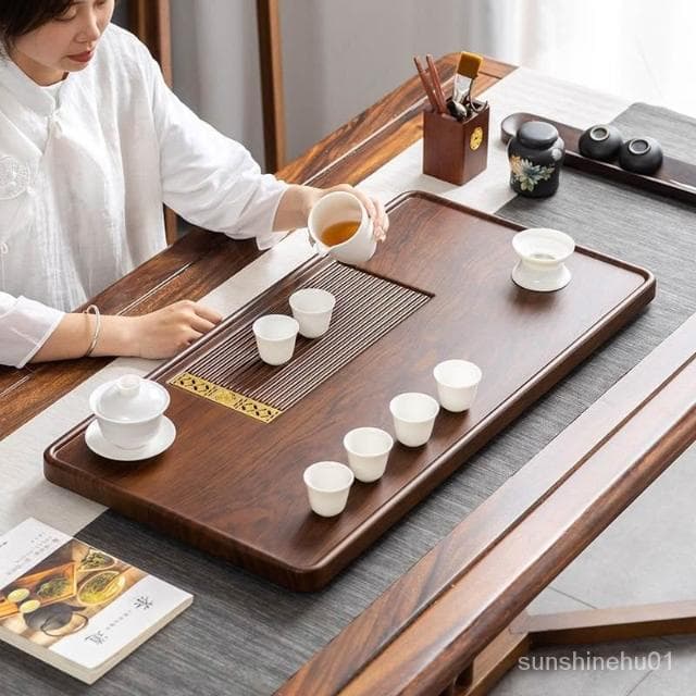 免運  實木茶盤傢用小型幹泡茶臺排水整塊茶海辦公室功夫茶具套裝電木款