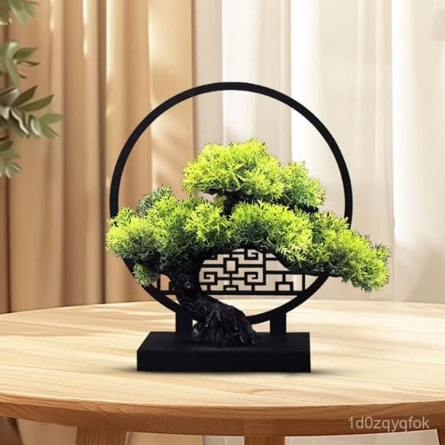 免運🚛仿真迎客鬆室內客廳屏風擺件電視櫃茶幾擺設植物小盆栽擺飾品塑料