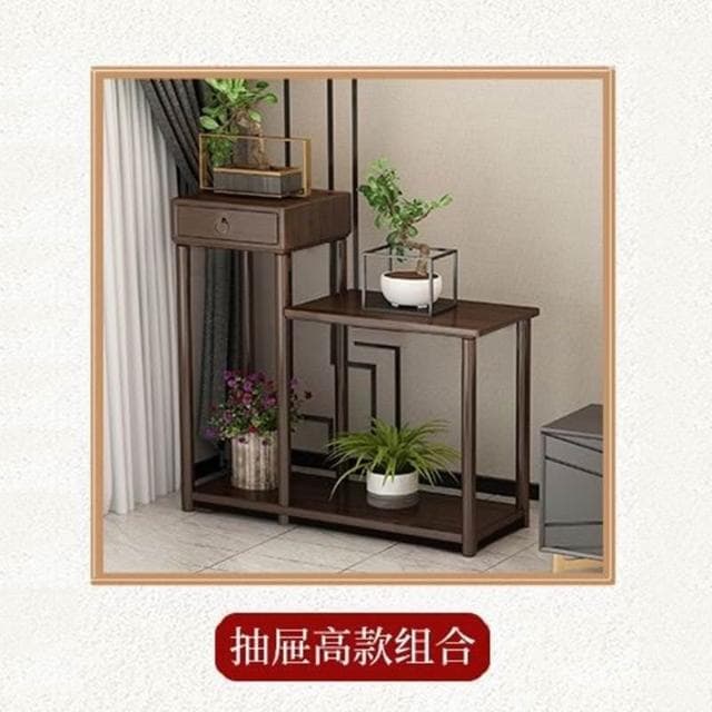 限時特惠🔥室內花架子客廳落地置物架實木新款高端擺件花盆架中式綠蘿植物架 聚寶盆架 盆栽架 展示邊桌 花瓶架 古董架